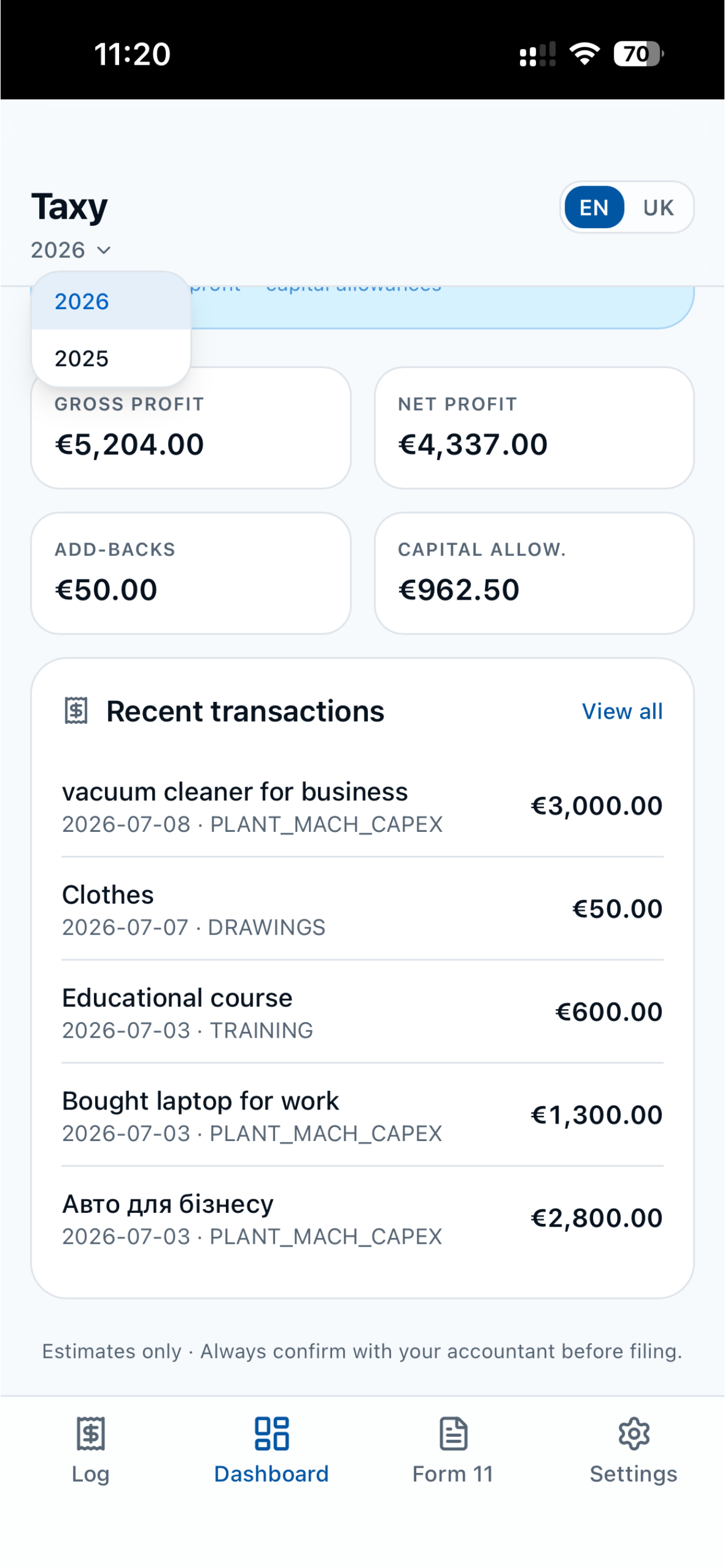 Taxy Financial Metrics View 3